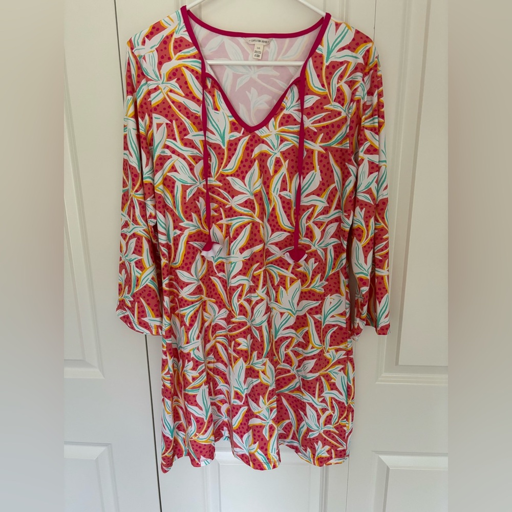 Women’s Capelton Road Seaside beach dress in leafy floral size large
